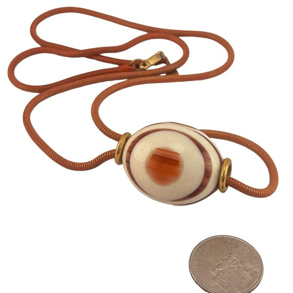 Diane Von Furstenberg 1970's Resin Necklace Oval Ball Necklace 28 inch - Picture 7 of 7